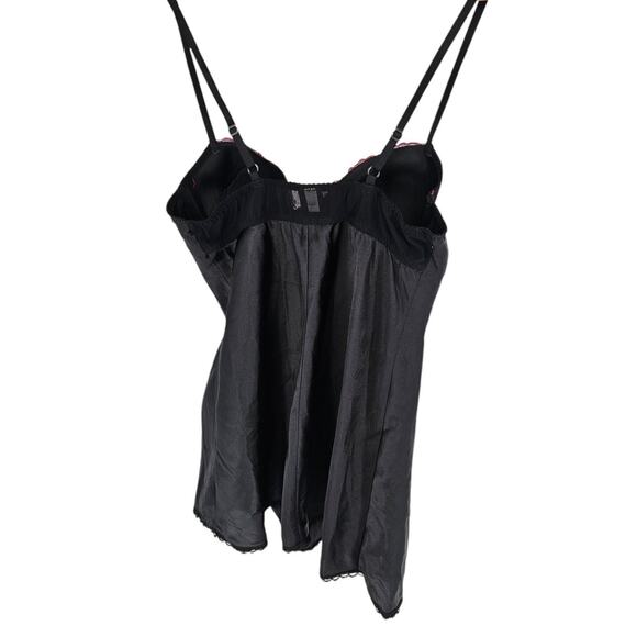 Apt 9 Intimates Womens Sz L Nightie Nightgown Black w/ Embroidered Pink Flowers - Picture 5 of 5